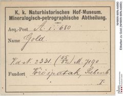 Etiketten zu Gold (NHMW-MIN-Ai680)